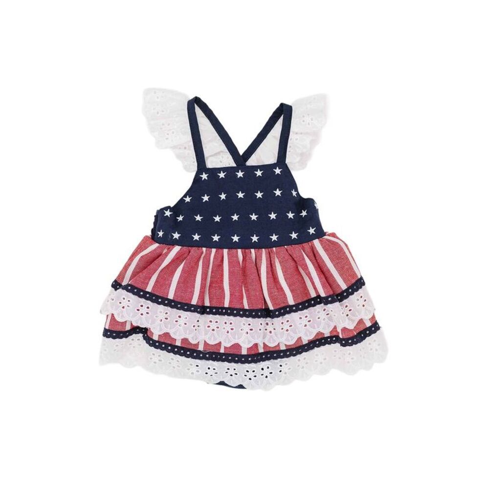 Bums & Roses Girls Usa Tiered Ruffle Dress, Multicolor